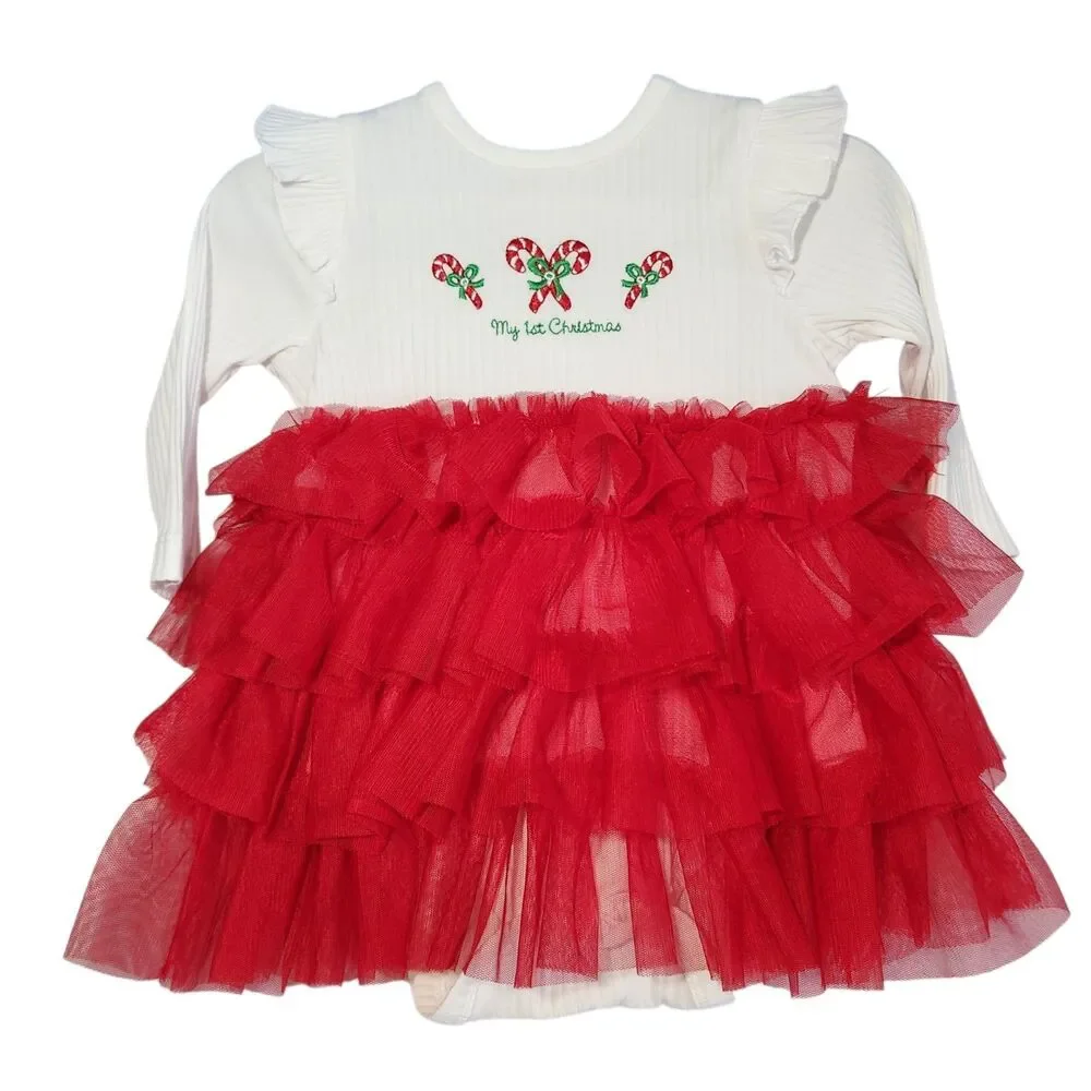 Little Me My First Christmas Outfit Size 9 Months Dress and Headband Holiday